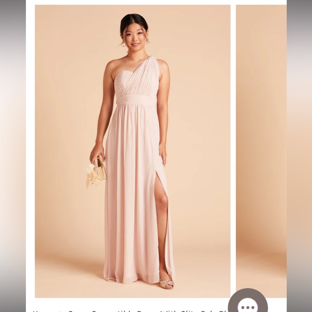 Birdy Grey Grace Convertible Dress with Slit in Chiffon Pale Blush (SMALL)